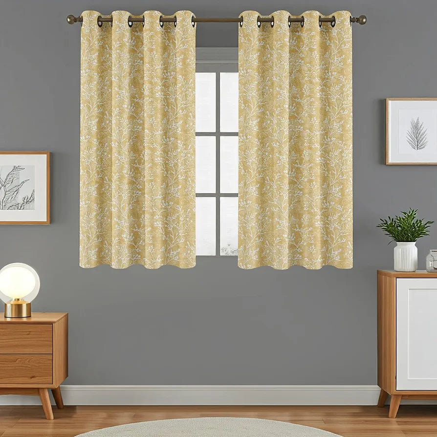 Homefab India 1 Piece Grommet Style Polyester Window Curtain - 5 feet, Floral Beige, Room Darkening Curtains